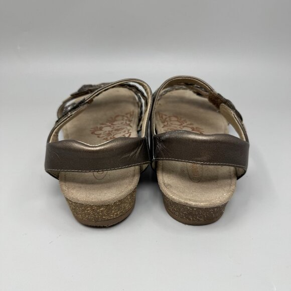 Aetrex Jillian Braided Quarter Strap Sandals Size 8 Bronze Open Toe Hook Loop - Picture 6 of 9